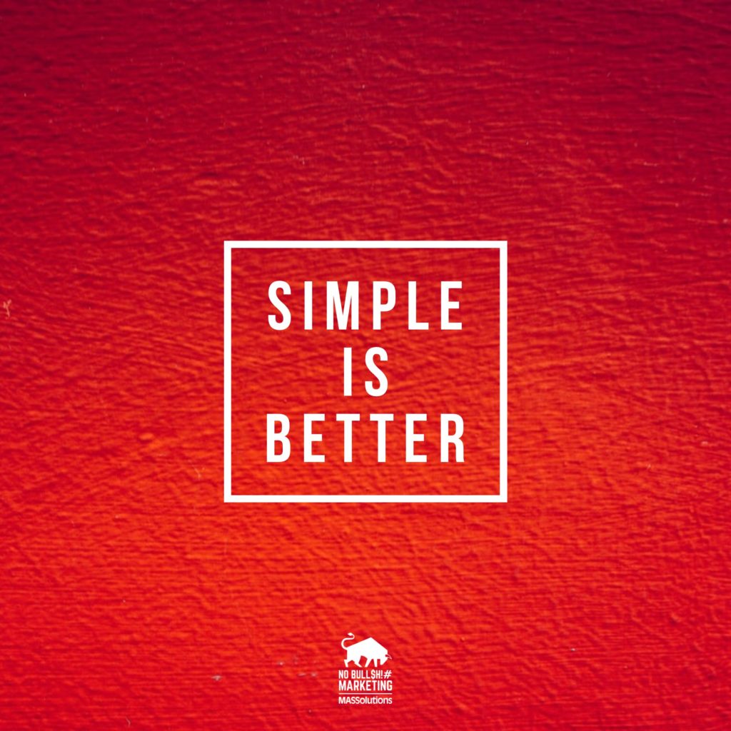 White text that reads, "Simple is better" on a red background with MASSolutions branding.